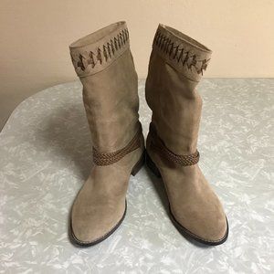 Very Volatile tan suede midcalf. Size 8-1/2